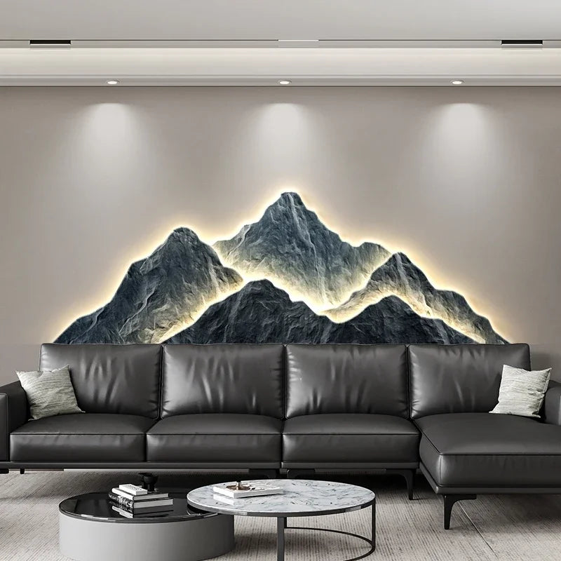 Modern Living room background Wall lamp Mountains Full Moon Sconce Arts Prints Posters Lighting Bedside Mural Lamp Home Decor